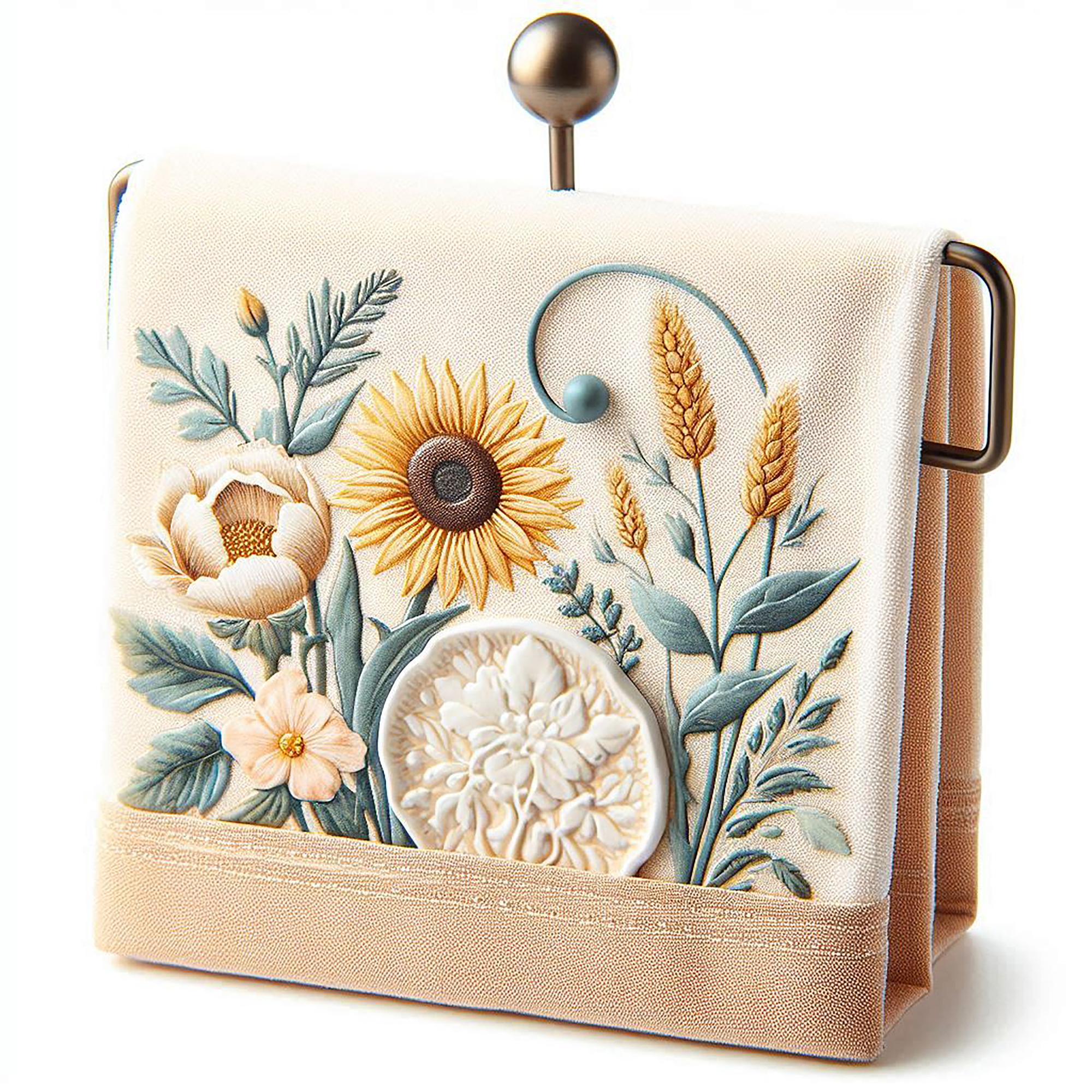 Embroidered tote bag with floral motif
